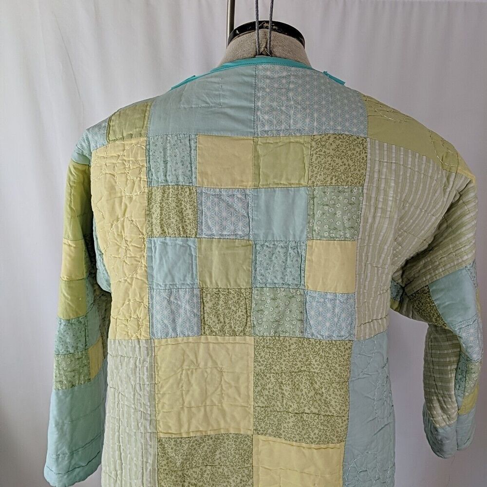 Quilted Patchwork Utility Jacket In Green And Yel… - image 4